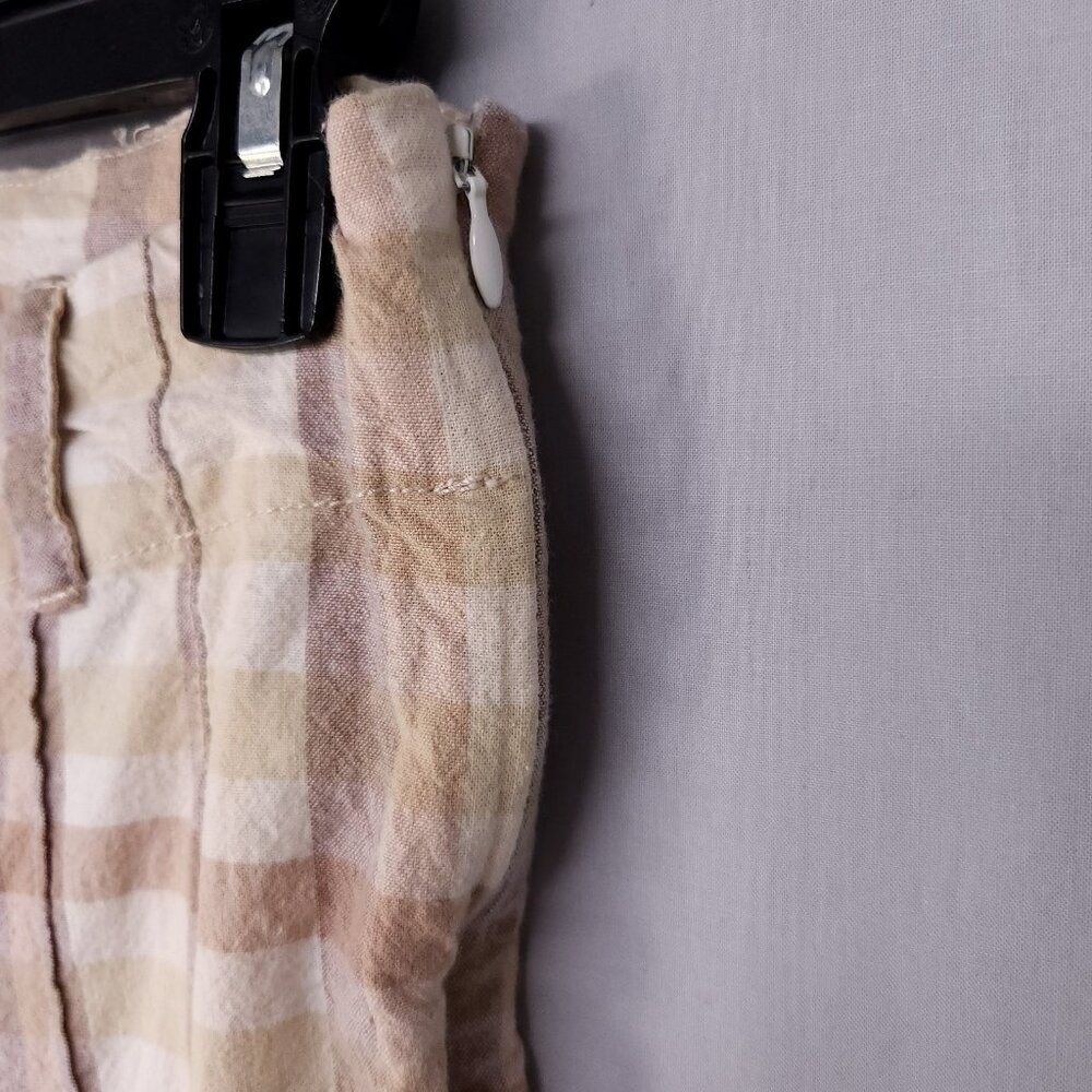 Free People Plaid Flare Pants Womens 0 Linen Blend Low Rise Retro Hippie Boho - Picture 13 of 16